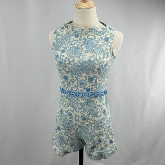 Pants - Vintage 60s Donkenny Romper Paisley Mod Belted Playsuit Retro XS S